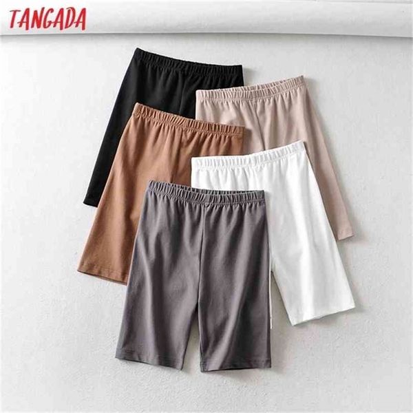 

tangada women vintage strethy solid legging shorts female retro casual pantalones 2b31 210719, White;black