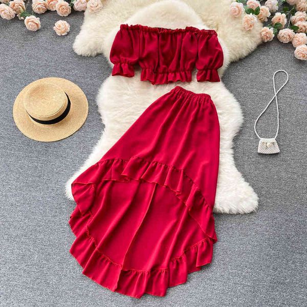 

two piece dress design sense niche vacation style two-piece suit inzq, White