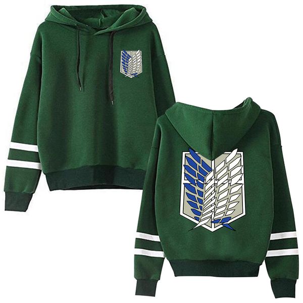 

attack on titan long sleeved striped hooded sweatshirt pullover harajuku 220803, Black