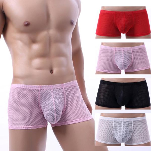 UNDUPANTS 4pcs Seksi Erkekler İç çamaşırı boksör adam penis para hombre erkek boksörler mesh cuecas masculina boksörler homme boyutu l-2xl d4010underpant