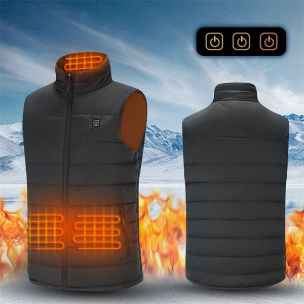 

men heated vest with battery heating jacket winter warm fleece sweater vest for men lightweight sleeveless vest male clothing 220406, Black;brown