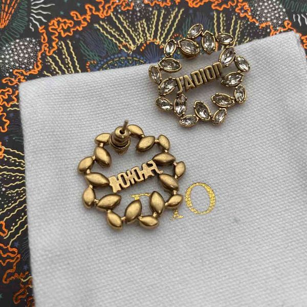 

wheat ear drill round letter earrings female old high sense earrings us design jewelry, Golden