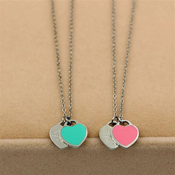 

18k gold titanium peach heart necklace pendant stainless steel heart love shaped necklace short female jewelry295y, Silver