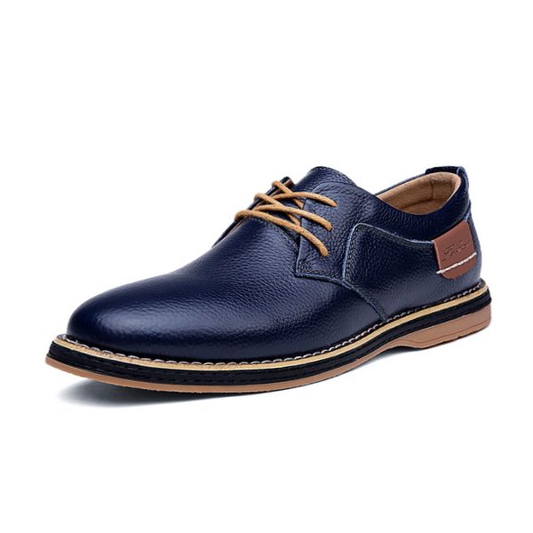 

men oxfords genuine leather dress shoes brogue lace up mens casual shoes luxury brand moccasins loafers men #lahxz-87, Black