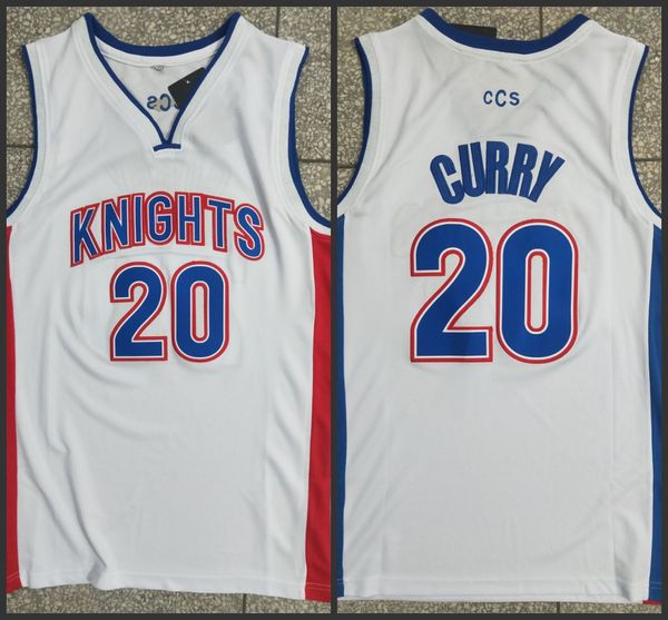 

charlotte christian high school knights stephen 20 curry white basketball jersey, Black