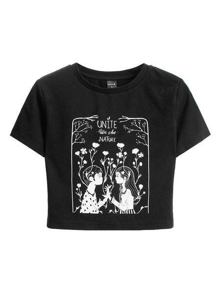 

x elenig figure & floral print tee t3ag#, White