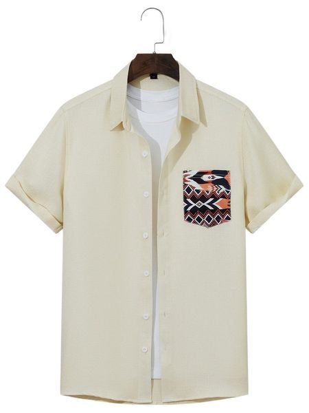 

men contrast geo pocket shirt without tee j2kx#, White;black