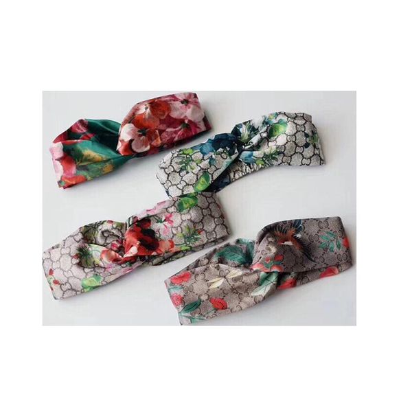 

7 colors silk cross headband women girl elastic hair bands retro turban headwraps gifts flowers hummingbird orchid flowers pattern214r, Silver