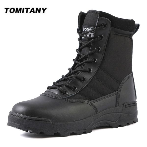 

tactical military special force desert combat army outdoor hiking boots ankle men work safty shoes 220810, Black