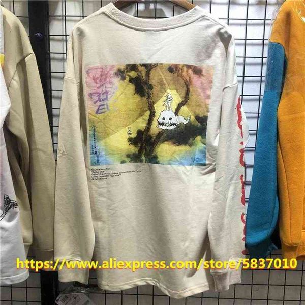 Slim Size Kid Cudi футболка для мужчин, дети, дети, видящие футболки Семь песен, записанные альбом Tops с длинным рукавом Teet220721