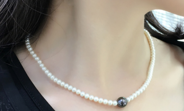 

beautiful 6-11mm south sea white black pearl pendant necklace 18inch, Silver