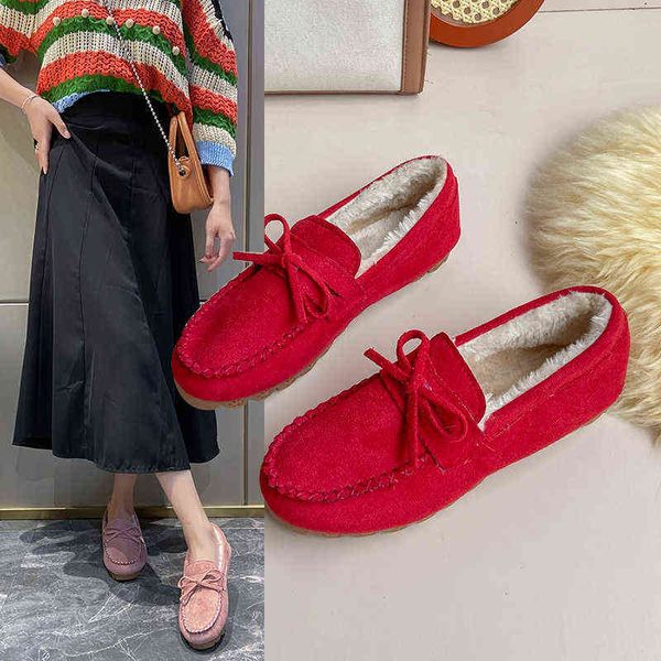 

women's moccasins soft flat fluffy footwear winter female shoes home warm plush bow slip on 2021 vintage fashion comfort shoes y220608, Black