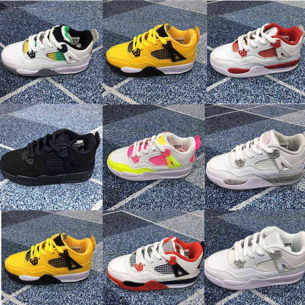 

lightning 2021 td 4s kids baketball shoes white oreo rasta lemon venom alternate 89 pure money big boys girls toddlers fire red sneakers, Black