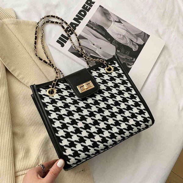 

50% off and new women's lattice version tote single messenger bag high-capacity trendy fashion one shoulder underarm handbag