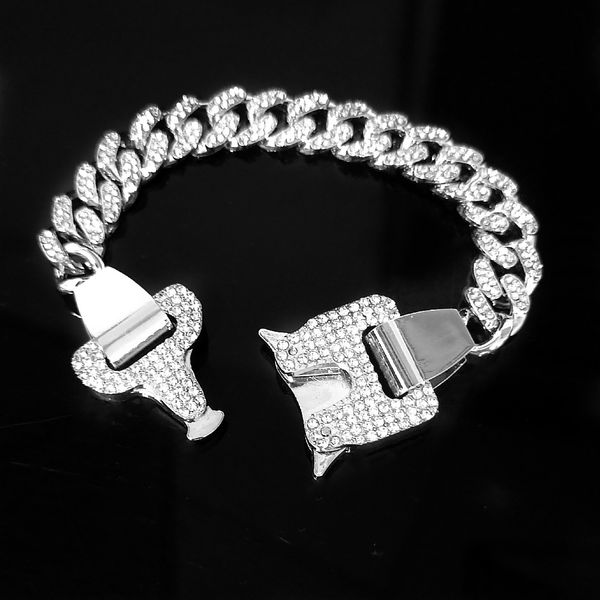 

13mm wide necklace safety buckle simple mass rap hip hop cuban necklace, Silver