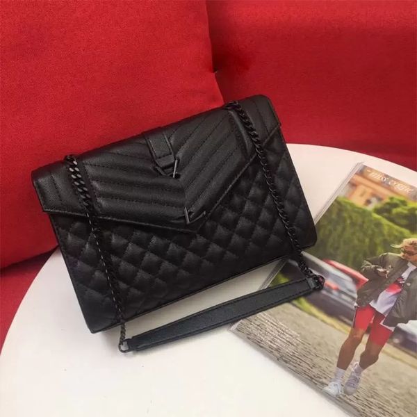 

women's shoulder bag black cowhide luxury designer bags double chain single back tote bag retro fashion wallet fast delivery 24-17.5-6c, Black;red