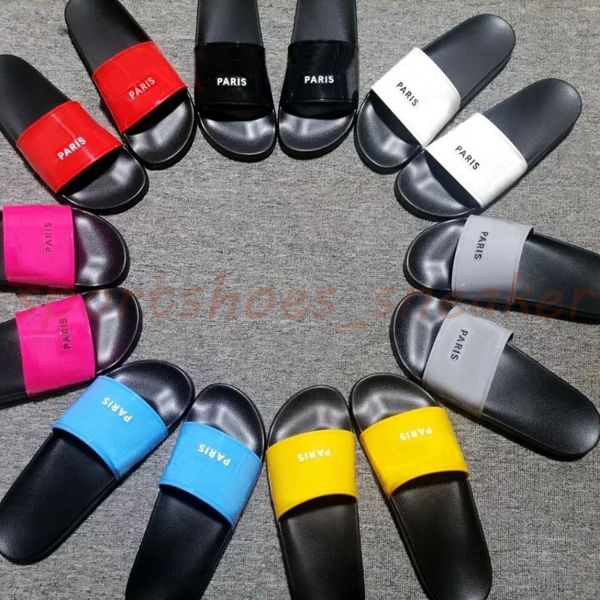 

mens women slides summer slippers sandals scuffs beach slide leisure slipper fashion lady sandali bathroom home shoes house flip flops with, Black