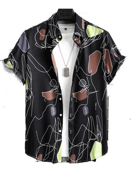 

men abstract print shirt without tee t9dd#, White;black
