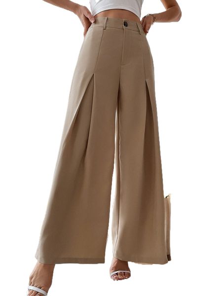 

fold pleated detail w.ide l.eg p.ants g4rz#, Black;white