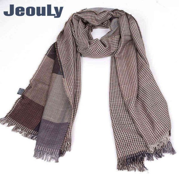 

classic men's plaid yarn dyed scarf autumn and winter double-sided tassel, Blue;gray