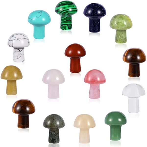 20mm Pilz Naturstein geschnitzt natürliche Quarze Aquarium Hexerei spirituelle Kawaii Zimmer Dekor Home Dekoration Zubehör