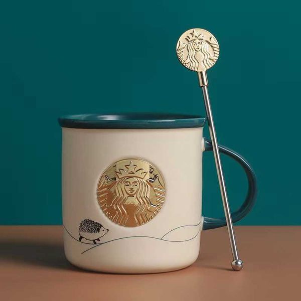 

starbucks sunflower hedgehog high value ceramic mug couple student mug