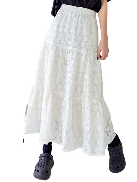 

dazy ruffle hem lace skirt b6cy#, Black