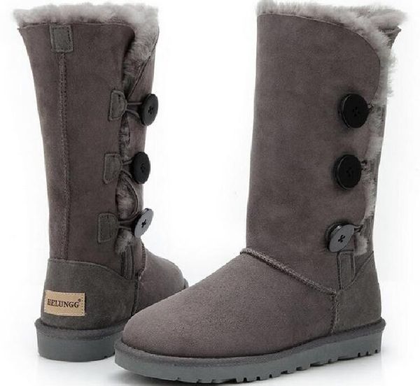 

sell classical style tall 3 button 1873 women snow boots sheepskin fur keep warm boot u tag dustbag card beautiful birthday christmas gifts, Black