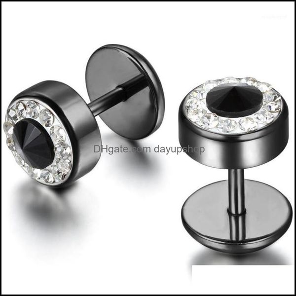 

stud earrings jewelry boniskiss fashion mens titanium stainless steel sier color barbell synthetic crystal faux taper dh5qc, Golden;silver