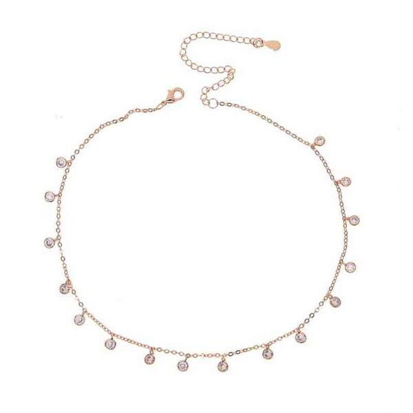 

rose silver gold plated cz drop charm 2018 statement necklace cz charm wedding bridal gift elegance diamond choker chocker fashion3132