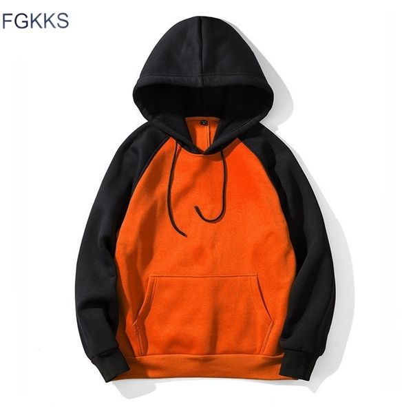 

fgkks fashion brand men hoodies splice spring autumn male hip hop casual hoodies men's sweatshirts streetwear hoodie 201126, Black