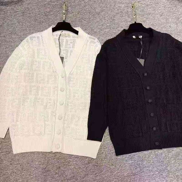 

women's sweaters [] autumn hollow out v-neck long sleeve knitted cardigan black and white coat sweater ni63, White;black