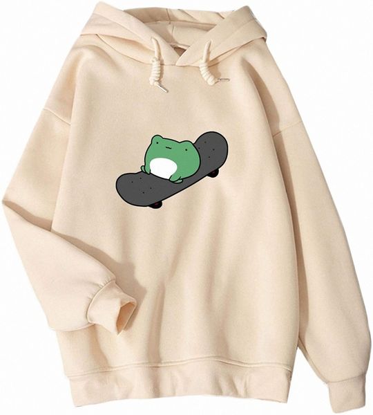 

cute sweatshirts skateboarding frog long sleeve hoodie pullover v2bk#, Black