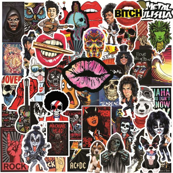 50 Pz/lotto Vintege Rock and Roll Adesivi Rock Band PunkRock Hip Hop Rap graffiti Sticker per DIY Bagagli Laptop Skateboard Moto Bicicletta Decalcomanie