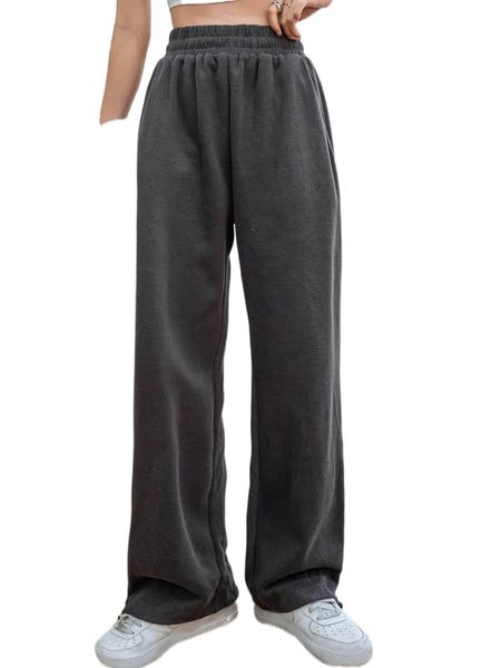 

dazy elastic waist solid sweatpants m15r#, Black;white