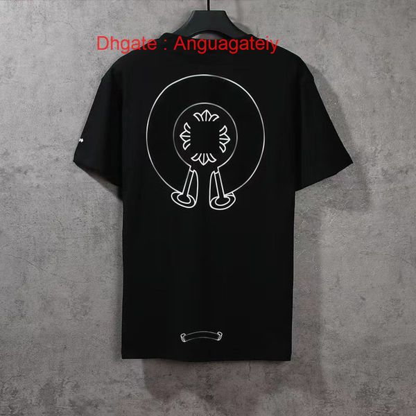 

mens brand luxury t shirts fashion ch men tees horseshoe cross designer tshirts summer classic man hip hop sweater sanskrit letter t-shirt, White;black