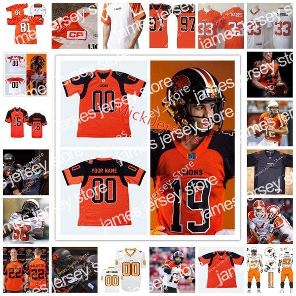 

new american college football wear custom cfl bc lions jersey 16 bryan burnham 11 od, Black