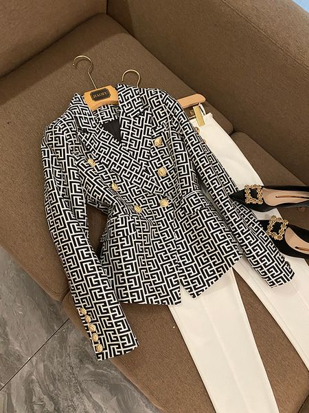 

women's suits & blazers plus size xxxxxl high-quality fashion designer presbyopic maze jacket lion double-breasted clothing t046, White;black
