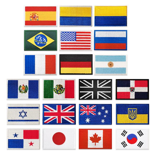 

notions embroiderd patches russia mexico canada flag tactical patch for clothes hat team military badge size 3.1x1.9", Black