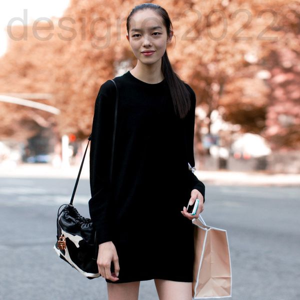 

casual dresses designer 22 spring th solid color thickened bottoming dress medium long straight tube loose women's skirt thin hvs3, Black;gray