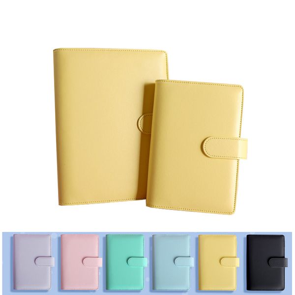 

a6 binder case 6 colors portable notepad hand ledger notebook pu shell macaron color office stationery gift, Purple;pink