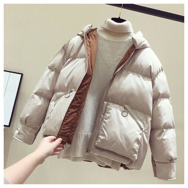 

winter jacket women fashion cotton cottonpadded jacket more big yards hooded warm coat y200101, Black;brown
