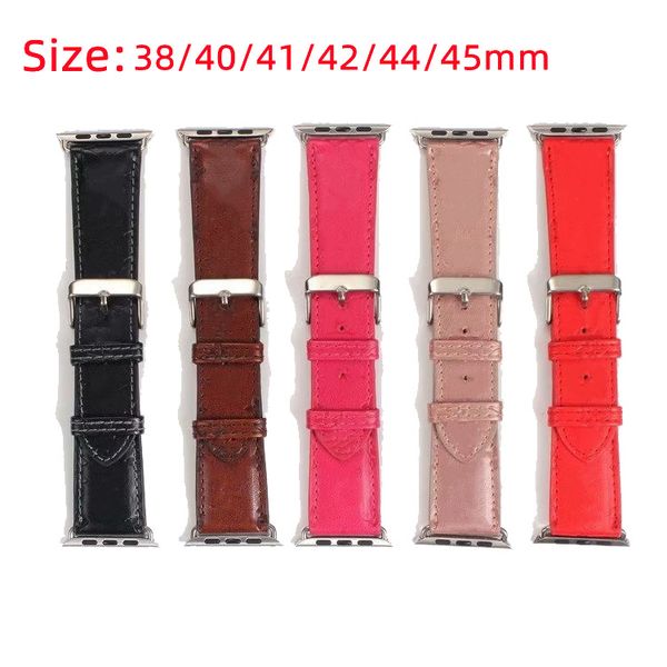 

Fashion Designer Watch Straps for iwatch Series 1 2 3 4 5 6 Fit 38 40 41 42 44 45 mm Top Quality Leather Smart Bands Deluxe Wristband Watchbands Wireless Smartwatch