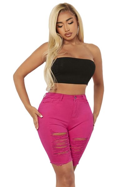 

sxy high waist ripped raw hem denim shorts q3sa#, White;black