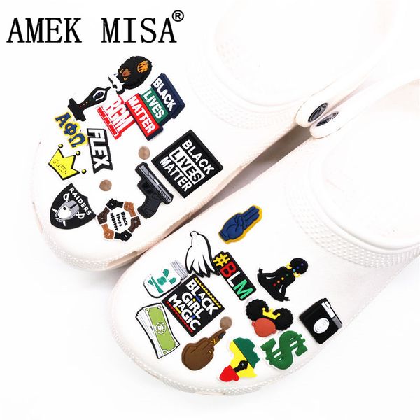 

black girl magic shoe charms accessories black lives matter bgm blm dollar shoe decoration for croc jibz kids party x-mas gifts, White;pink