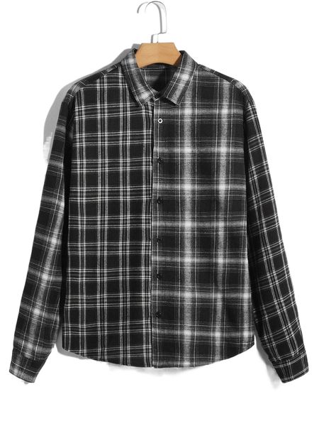 

men plaid print shirt h26e#, White;black
