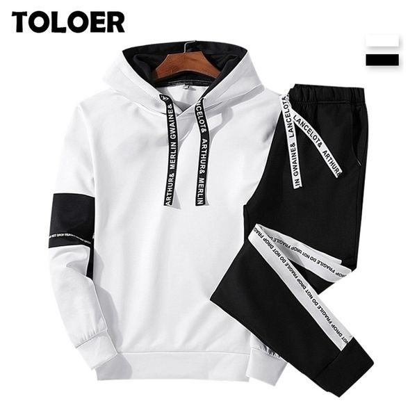 

men sets sport suit tracksuit outfit suit 4xl 2 piece set suits hoodies long pants warm mens spring autumn hoodie set clothing 201128, Gray