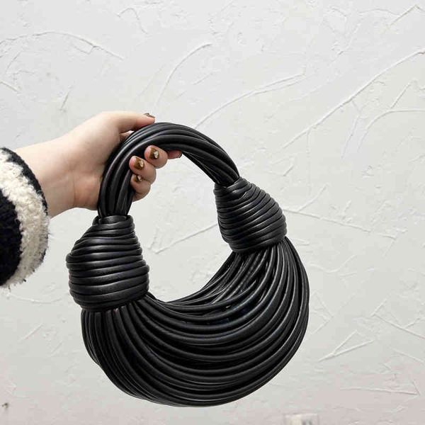 

knotted handle bags women creative noodle woven handbag leather luxury designer tote handbag female purses 2023