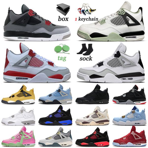 

fashion jumpman sports 4s basketball katrina men women shoes craft infrared trainers seafoam 4 sneakers white oreo military black royal game, White;red