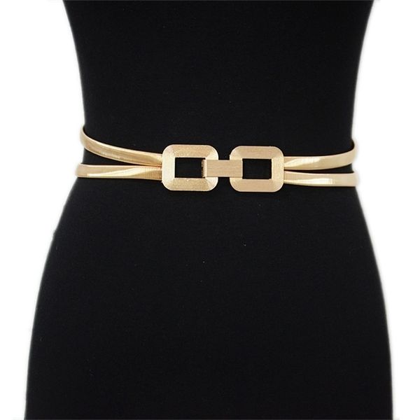 

vintage metal elastic belts for women golden dress decor waist belt girls skinny waist chain female belt 220321, Black;brown